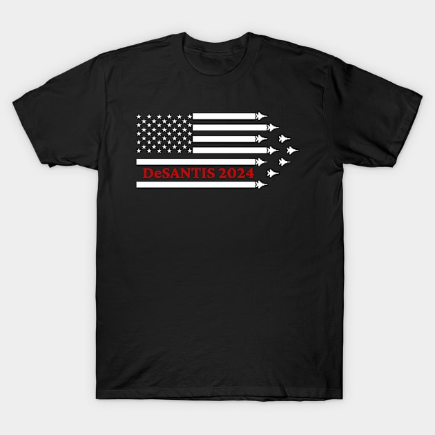 Desantis 2024 Jets American Flag T-Shirt by DesignsbyBryant